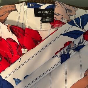 Liz Claiborne Red and Blue Floral Blouse